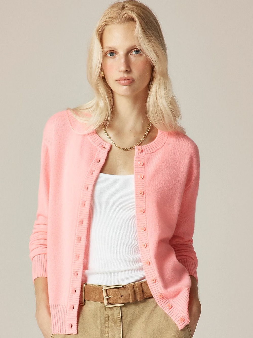 NWT J. CREW Women Perfect Cashmere Cardigan Sweater Neon Vivid Coral Size Small